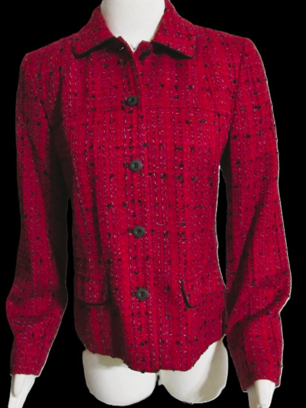 NEW Womens Ladies RAFAEL SPORT Red & Black Tweed Short Dress Blazer Jacket S